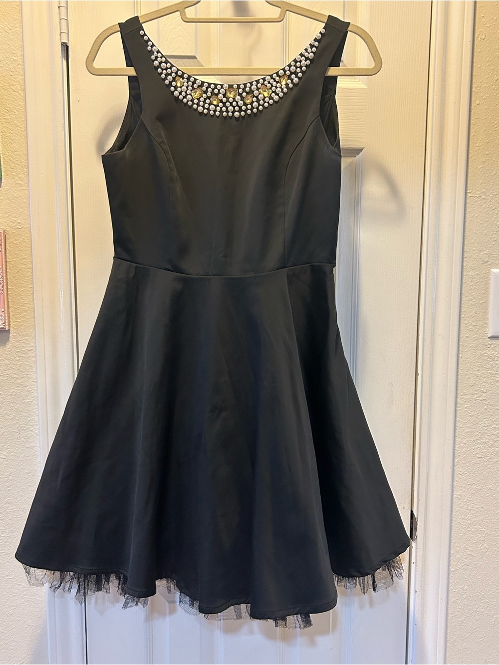 Eric Damian by Charlotte Russe Black Jewel-Embellished Party Dress